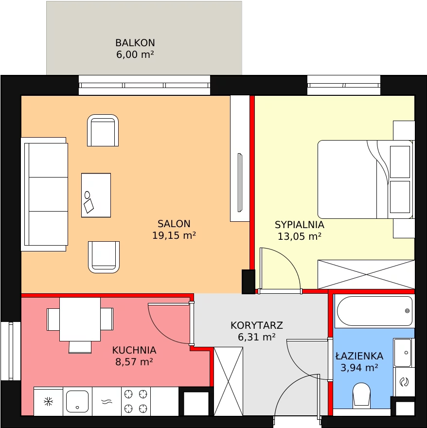 2 pokoje, mieszkanie 51,89 m², parter, oferta nr 5.2.3, Osiedle Przyjemne - etap II, Gdańsk, Jasień, ul. Flisykowskiego