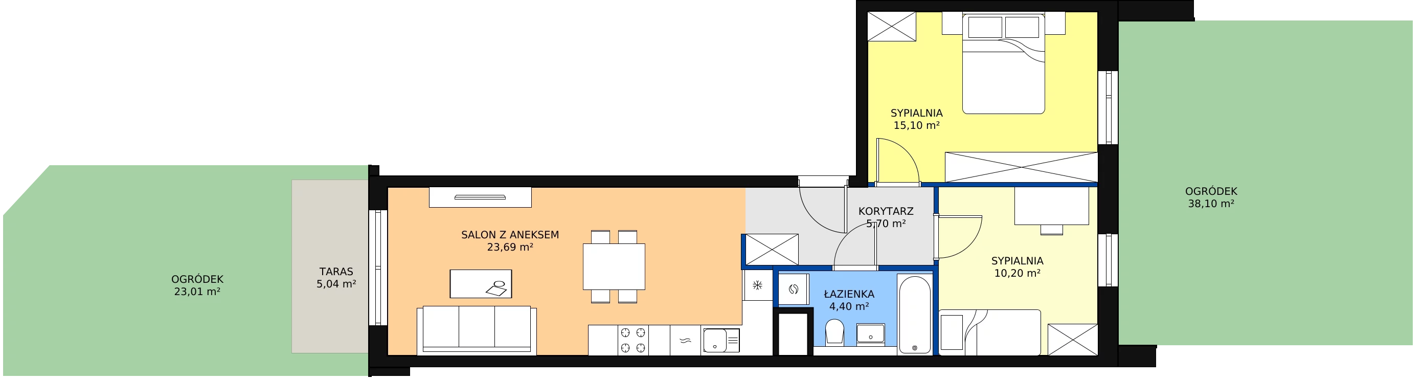 Zalety mieszkania 59.09 m², A1.0.1