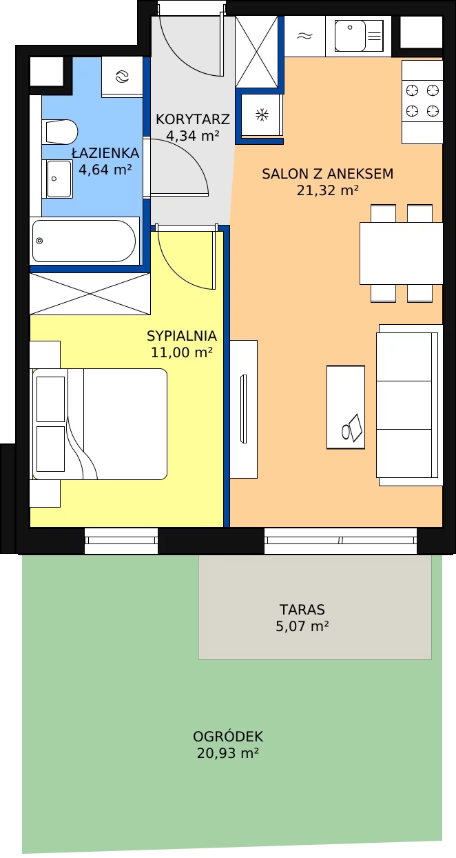 Zalety mieszkania 41.3 m², A2.0.2