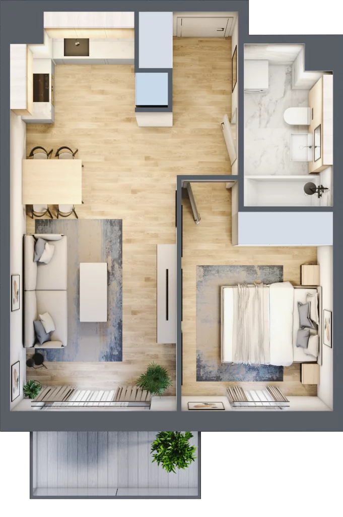 2 pokoje, mieszkanie 41,47 m², piętro 3, oferta nr A3.3.2, ATAL Idea Swarzędz, Swarzędz, ul. Tabaki