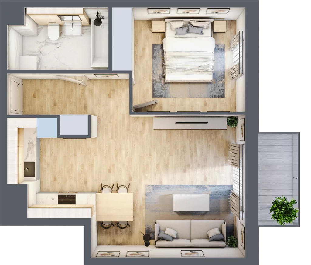 2 pokoje, mieszkanie 47,96 m², piętro 4, oferta nr A4.4.4, ATAL Idea Swarzędz, Swarzędz, ul. Tabaki