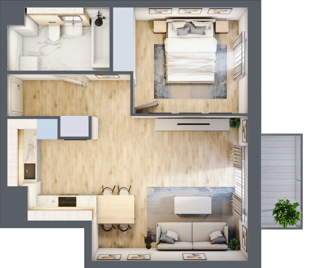 2 pokoje, mieszkanie 47,96 m², piętro 5, oferta nr A4.5.4, ATAL Idea Swarzędz, Swarzędz, ul. Tabaki