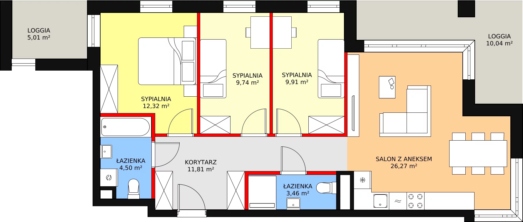 Mieszkanie 80,46 m², piętro 1, oferta nr 3A-1-1, Nowe Miasto Polesie III, Łódź, Polesie, Lublinek-Pienista, ul. Pienista