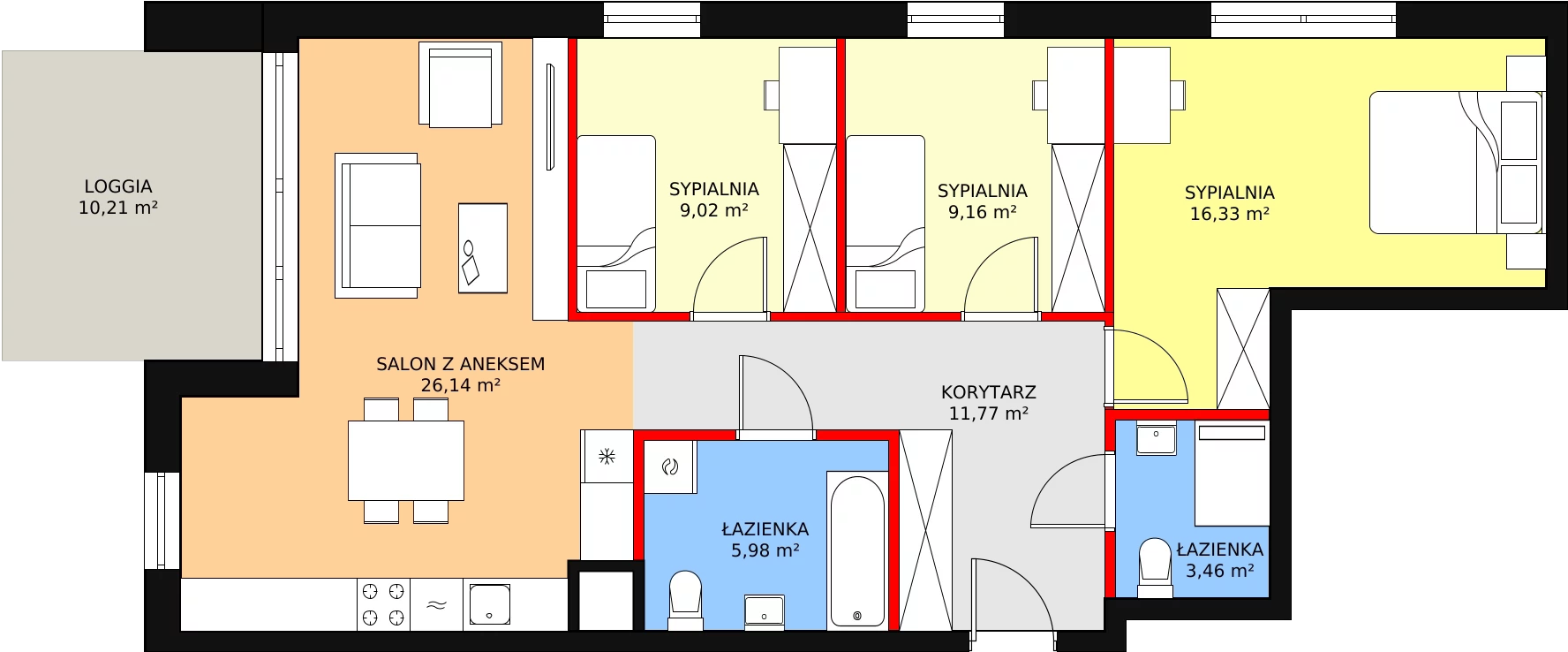 Mieszkanie 84,24 m², piętro 1, oferta nr 3A-1-5, Nowe Miasto Polesie III, Łódź, Polesie, Lublinek-Pienista, ul. Pienista