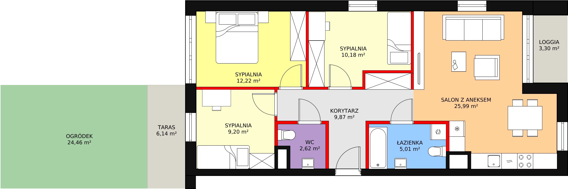 Mieszkanie 77,32 m², parter, oferta nr 3B-0-4, Nowe Miasto Polesie III, Łódź, Polesie, Lublinek-Pienista, ul. Pienista