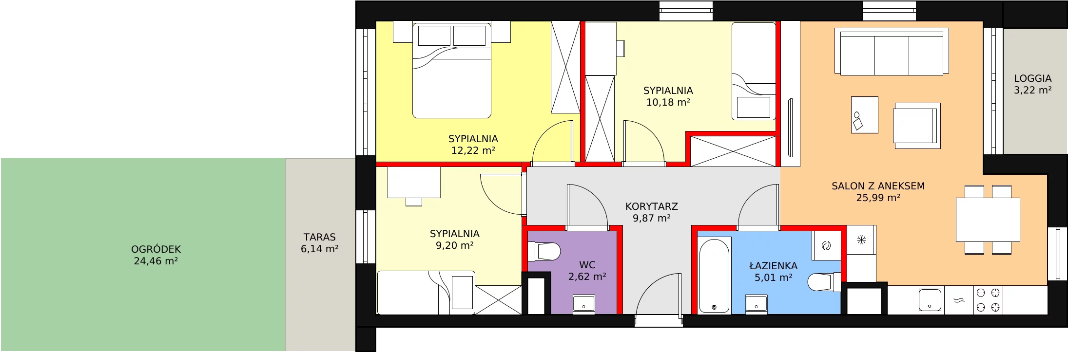 Mieszkanie 77,57 m², parter, oferta nr 4B-0-4, Nowe Miasto Polesie III, Łódź, Polesie, Lublinek-Pienista, ul. Pienista