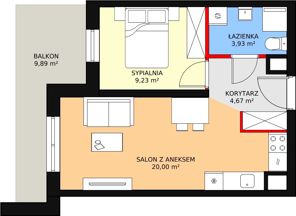 2 pokoje, mieszkanie 38,27 m², parter, oferta nr A1.1_0_1, Nowe Miasto Polesie IV, Łódź, Polesie, Lublinek-Pienista, ul. Pienista