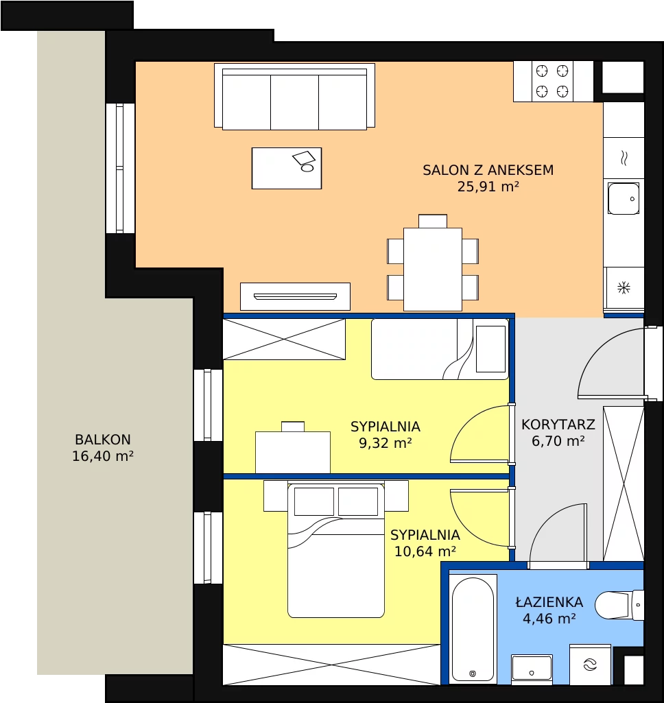3 pokoje, mieszkanie 58,32 m², parter, oferta nr A1.2_0_6, Nowe Miasto Polesie IV, Łódź, Polesie, Lublinek-Pienista, ul. Pienista