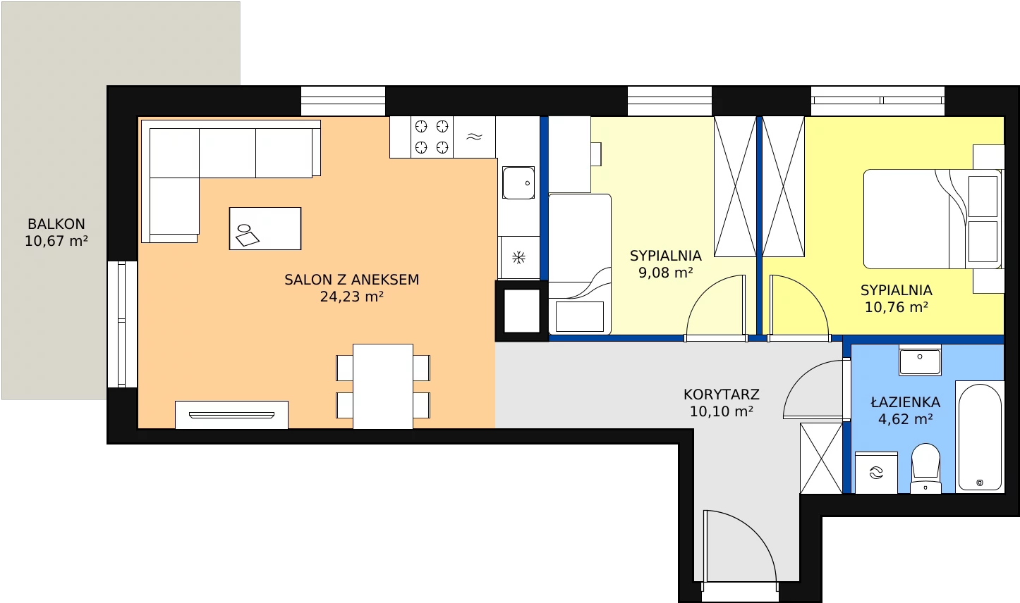 Zalety mieszkania 59.87 m², B2_3_7