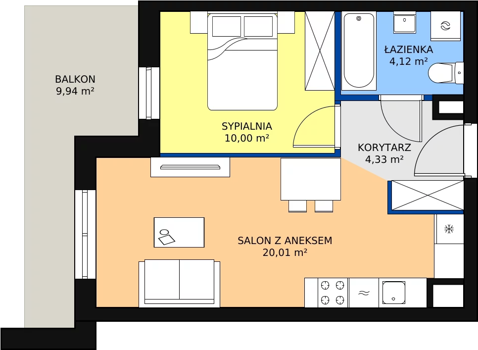 2 pokoje, mieszkanie 39,26 m², parter, oferta nr C1.1_0_1, Nowe Miasto Polesie IV, Łódź, Polesie, Lublinek-Pienista, ul. Pienista