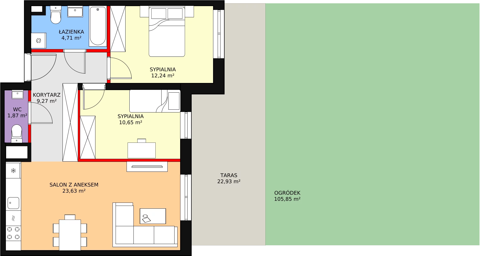 3 pokoje, mieszkanie 63,55 m², parter, oferta nr C1.1_0_5, Nowe Miasto Polesie IV, Łódź, Polesie, Lublinek-Pienista, ul. Pienista