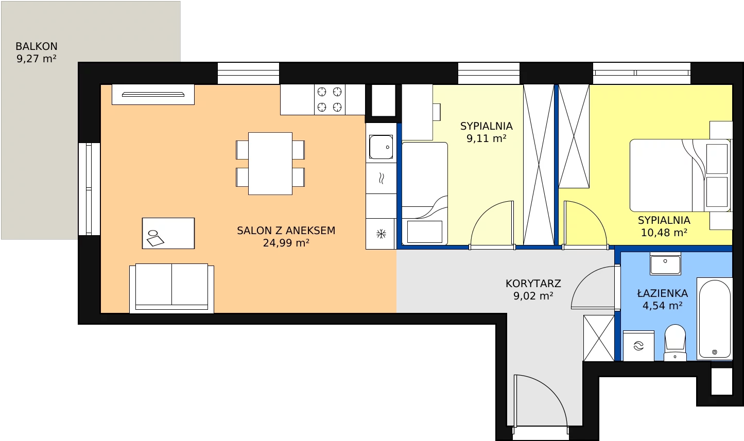 Zalety mieszkania 59.3 m², C2_1_7