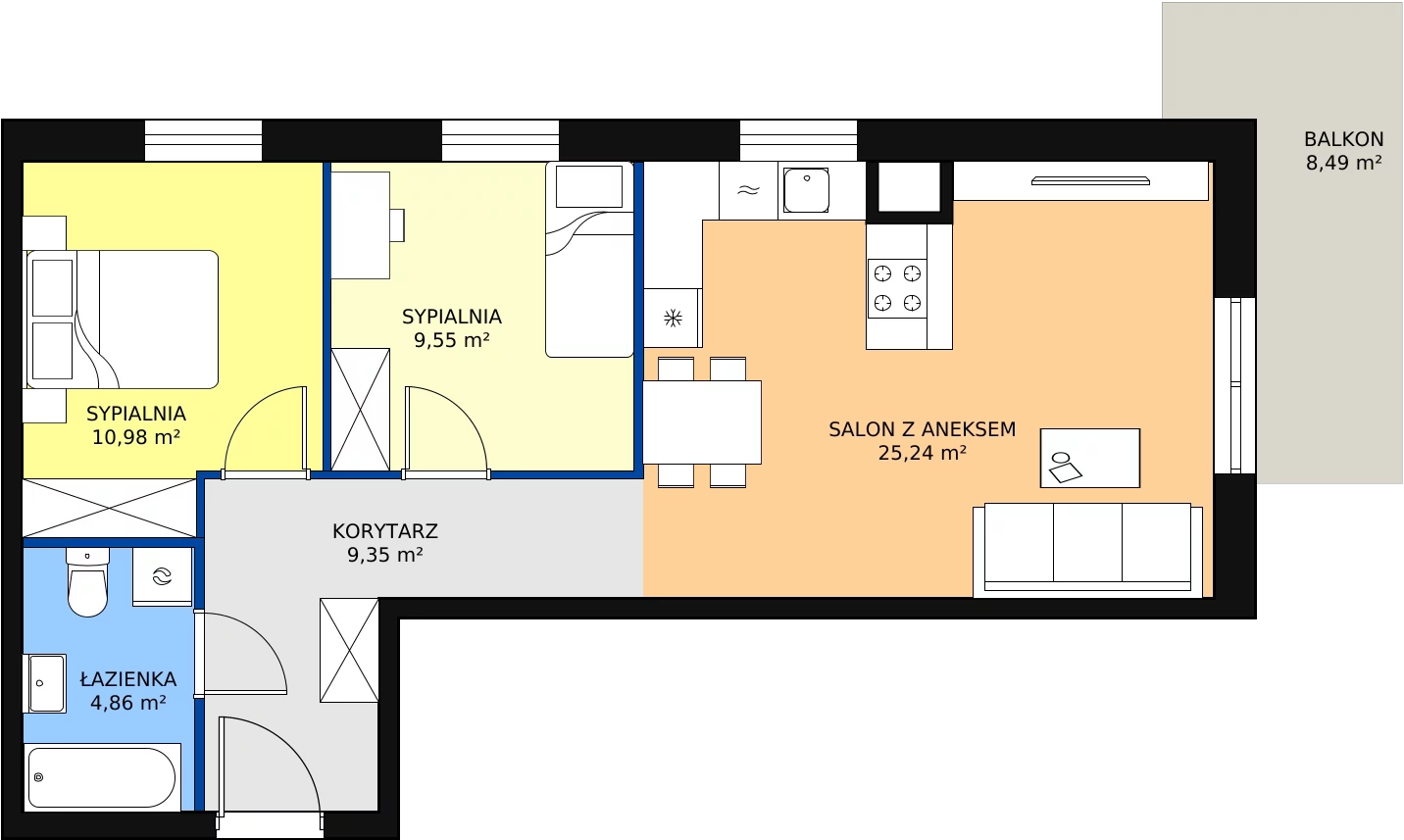 Zalety mieszkania 61.35 m², C3_3_1