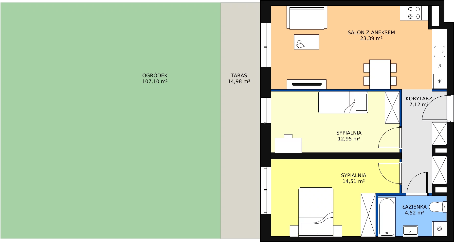 Zalety mieszkania 63.55 m², D1.1_0_3