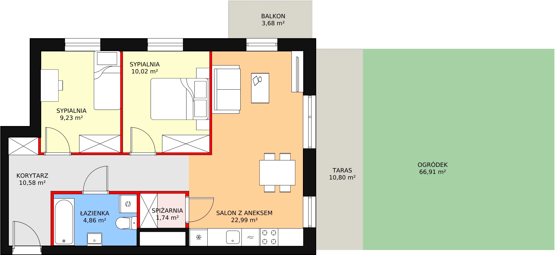 3 pokoje, mieszkanie 61,23 m², parter, oferta nr D2_0_1, Nowe Miasto Polesie IV, Łódź, Polesie, Lublinek-Pienista, ul. Pienista