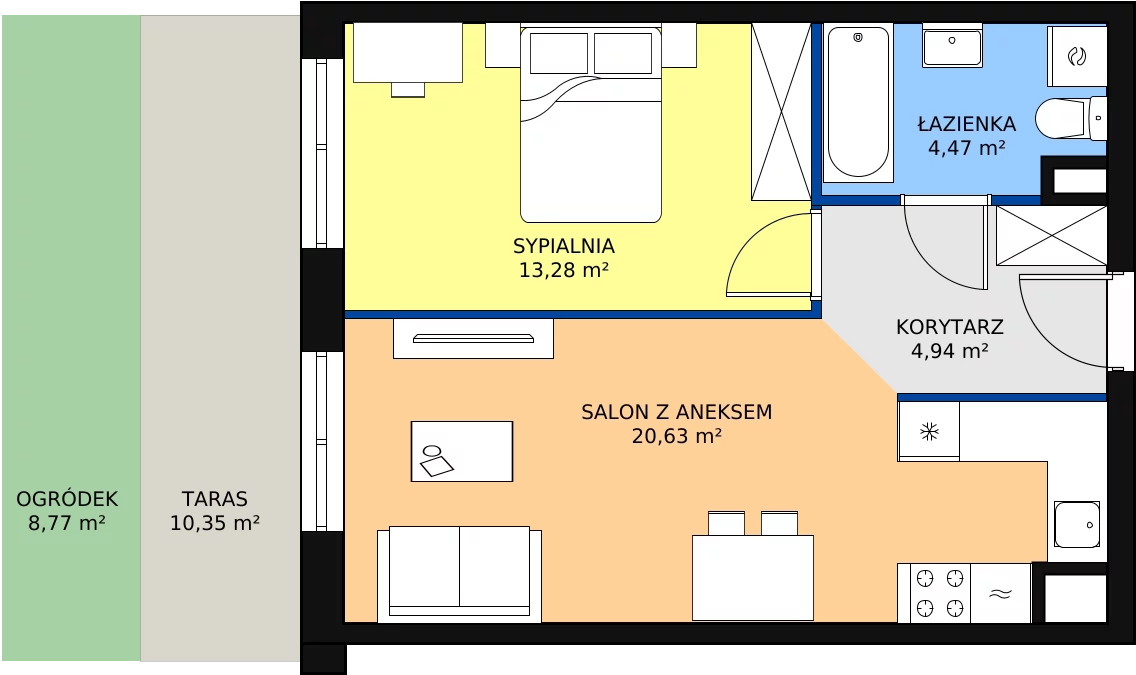 Zalety mieszkania 44.32 m², D2_0_6
