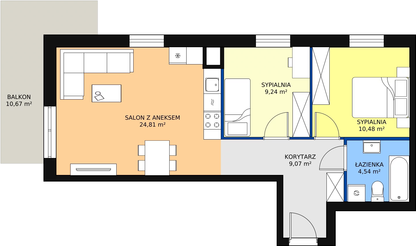 Zalety mieszkania 59.3 m², D2_2_7