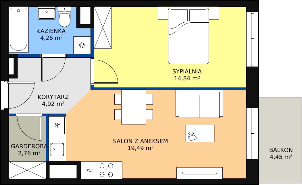 Zalety mieszkania 47.47 m², D3_2_2