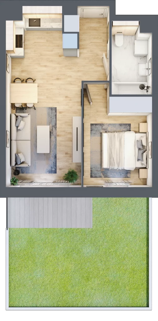 2 pokoje, mieszkanie 41,28 m², parter, oferta nr S1.C.0.2, ATAL Idea Swarzędz II, Swarzędz, ul. Tabaki