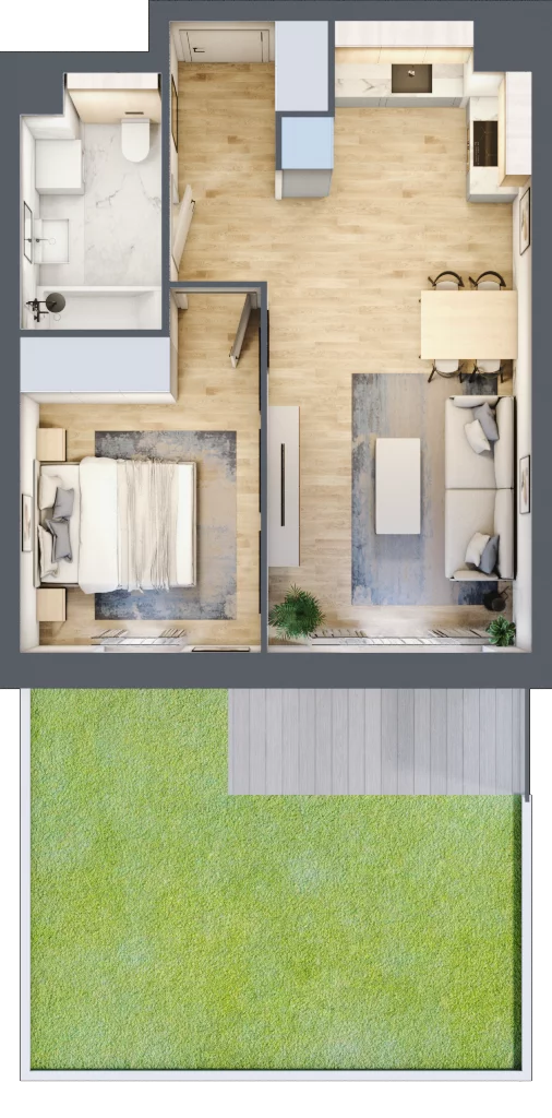 2 pokoje, mieszkanie 41,48 m², parter, oferta nr S1.C.0.3, ATAL Idea Swarzędz II, Swarzędz, ul. Tabaki