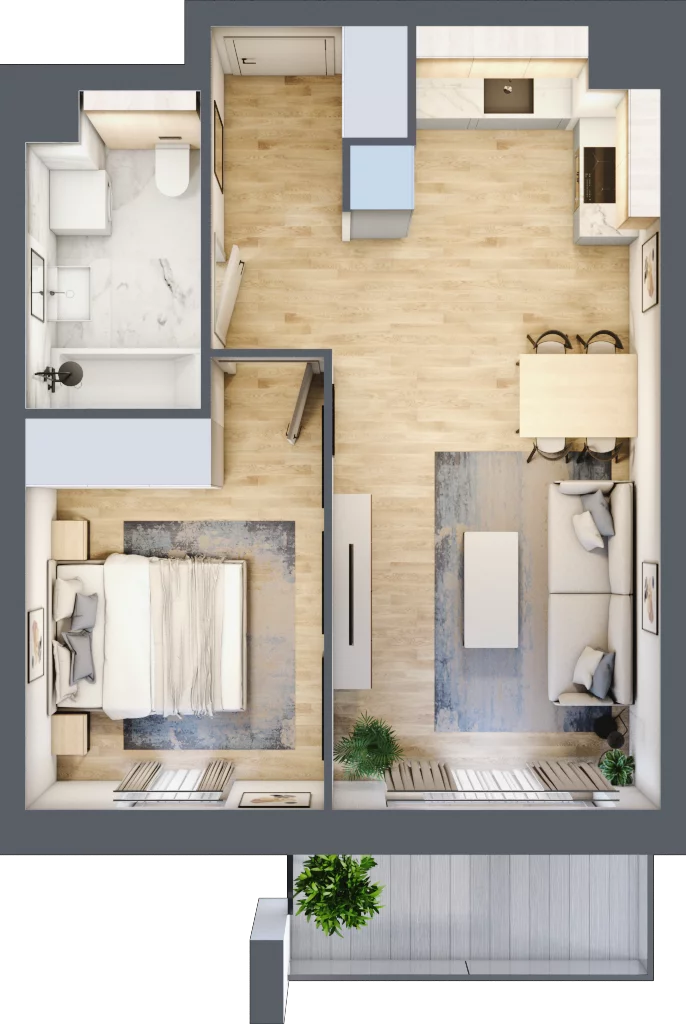 2 pokoje, mieszkanie 41,48 m², piętro 1, oferta nr S1.B.1.3, ATAL Idea Swarzędz II, Swarzędz, ul. Tabaki