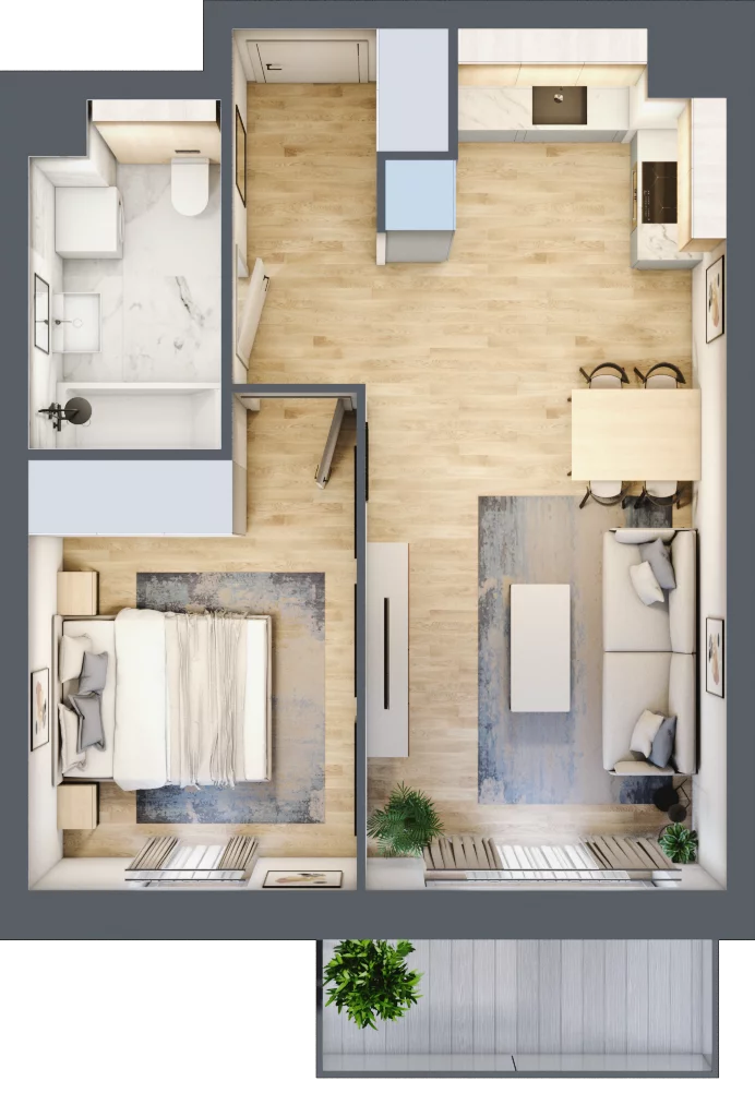 2 pokoje, mieszkanie 41,48 m², piętro 1, oferta nr S1.C.1.3, ATAL Idea Swarzędz II, Swarzędz, ul. Tabaki