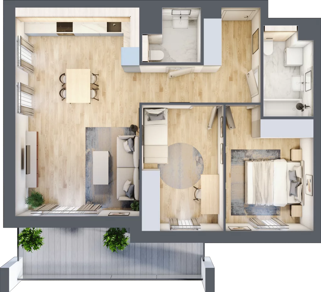 3 pokoje, mieszkanie 66,69 m², piętro 1, oferta nr S1.B.1.2, ATAL Idea Swarzędz II, Swarzędz, ul. Tabaki
