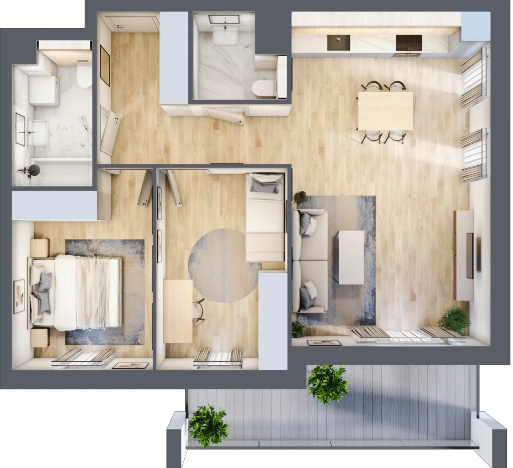 3 pokoje, mieszkanie 66,89 m², piętro 1, oferta nr S1.D.1.4, ATAL Idea Swarzędz II, Swarzędz, ul. Tabaki