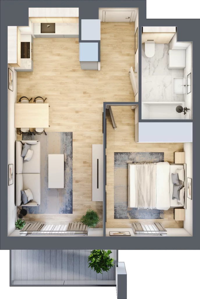 2 pokoje, mieszkanie 41,28 m², piętro 2, oferta nr S1.C.2.2, ATAL Idea Swarzędz II, Swarzędz, ul. Tabaki