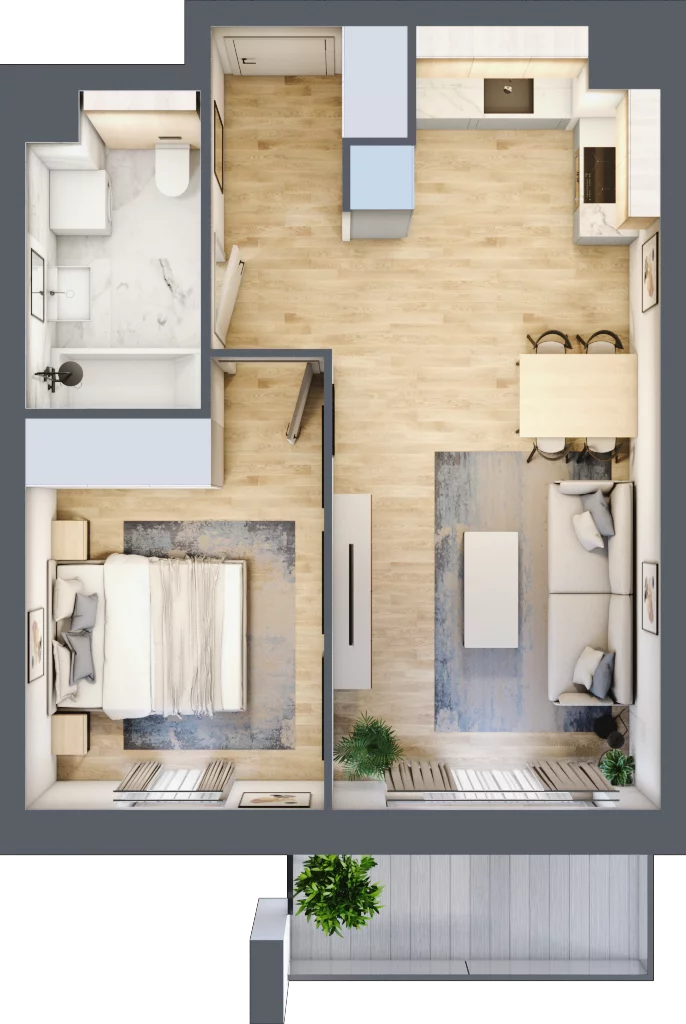 2 pokoje, mieszkanie 41,48 m², piętro 2, oferta nr S1.B.2.3, ATAL Idea Swarzędz II, Swarzędz, ul. Tabaki