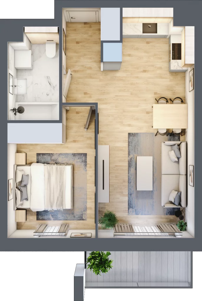 2 pokoje, mieszkanie 41,48 m², piętro 2, oferta nr S1.C.2.3, ATAL Idea Swarzędz II, Swarzędz, ul. Tabaki