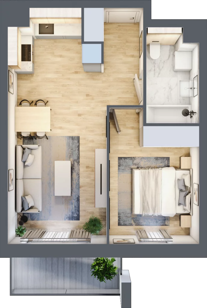 2 pokoje, mieszkanie 41,48 m², piętro 2, oferta nr S1.D.2.5, ATAL Idea Swarzędz II, Swarzędz, ul. Tabaki