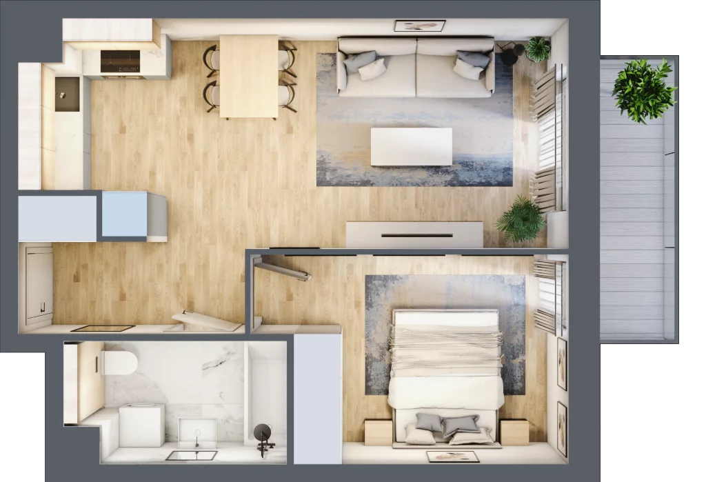 2 pokoje, mieszkanie 41,53 m², piętro 2, oferta nr S1.F.2.2, ATAL Idea Swarzędz II, Swarzędz, ul. Tabaki
