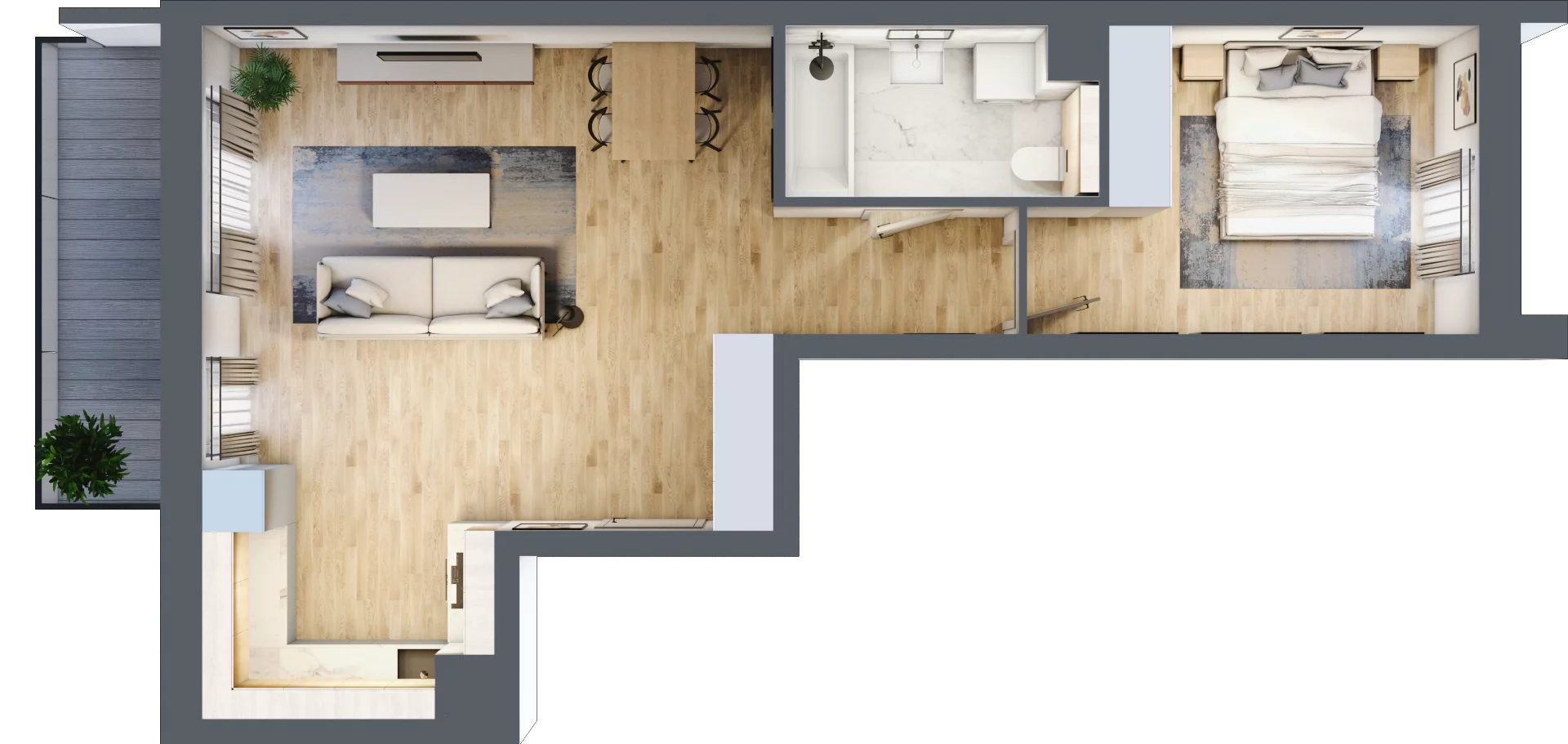 2 pokoje, mieszkanie 51,61 m², piętro 2, oferta nr S1.D.2.1, ATAL Idea Swarzędz II, Swarzędz, ul. Tabaki