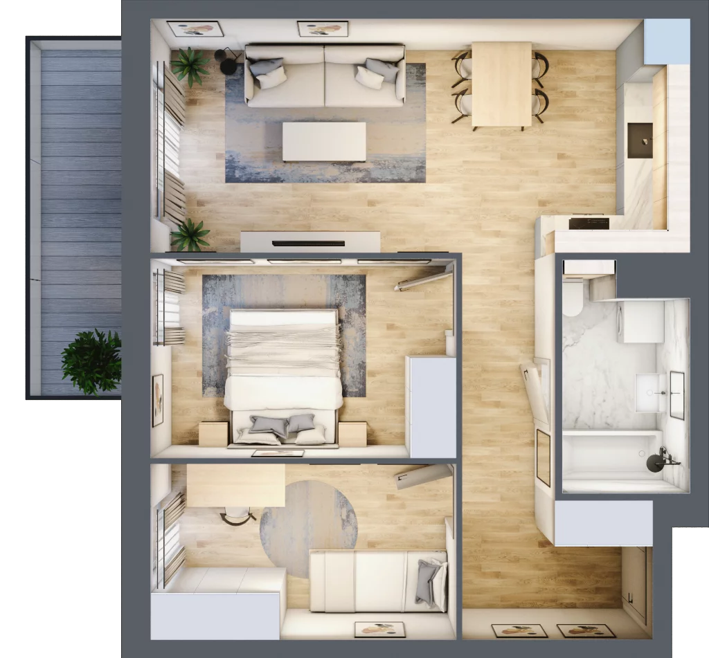 3 pokoje, mieszkanie 55,02 m², piętro 2, oferta nr S1.B.2.1, ATAL Idea Swarzędz II, Swarzędz, ul. Tabaki