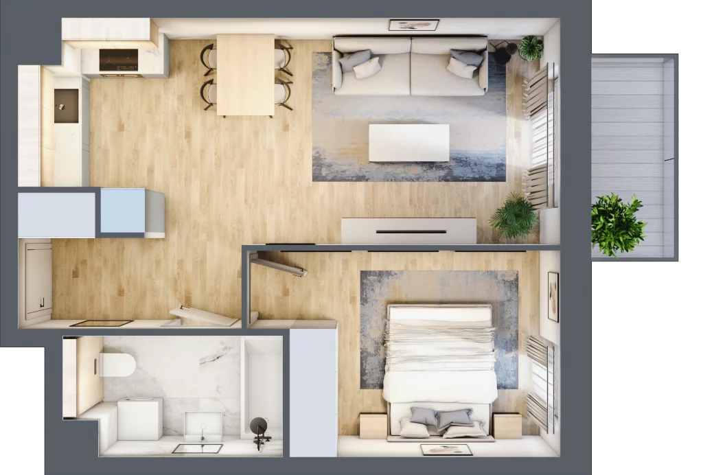 2 pokoje, mieszkanie 41,48 m², piętro 3, oferta nr S1.E.3.2, ATAL Idea Swarzędz II, Swarzędz, ul. Tabaki