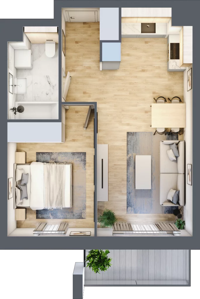 2 pokoje, mieszkanie 41,48 m², piętro 3, oferta nr S1.B.3.3, ATAL Idea Swarzędz II, Swarzędz, ul. Tabaki