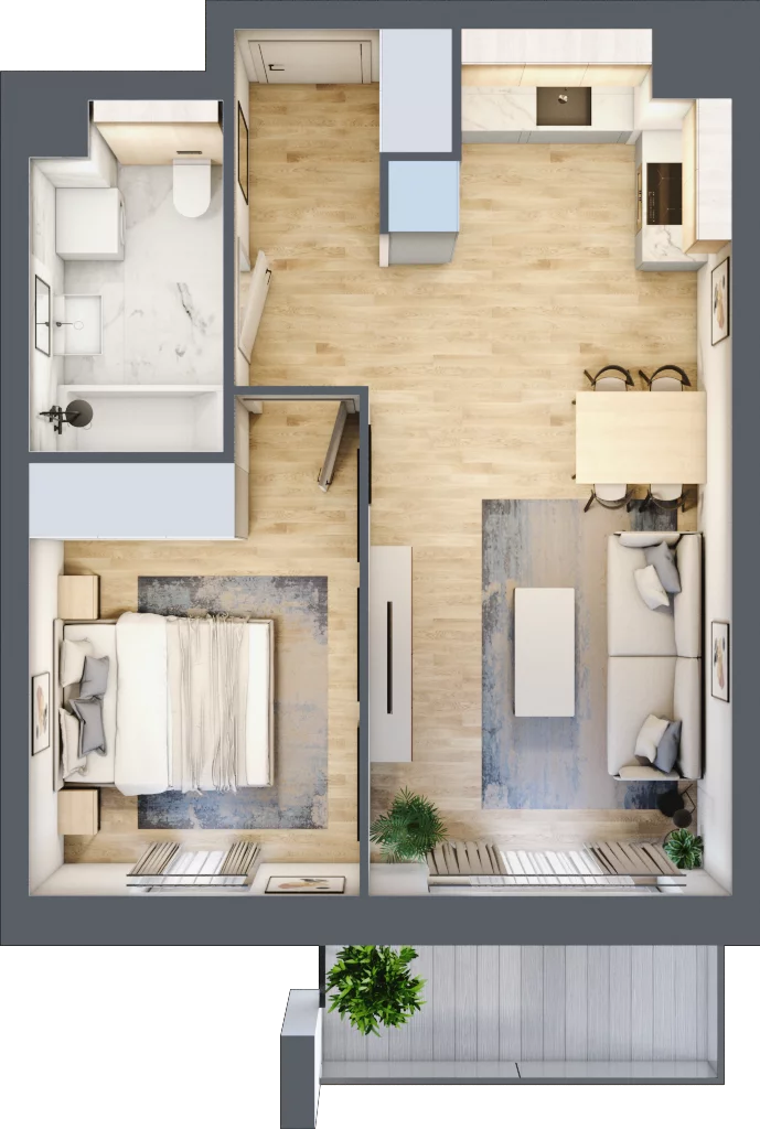 2 pokoje, mieszkanie 41,48 m², piętro 3, oferta nr S1.C.3.3, ATAL Idea Swarzędz II, Swarzędz, ul. Tabaki
