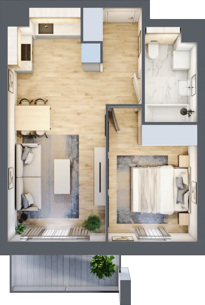 2 pokoje, mieszkanie 41,48 m², piętro 3, oferta nr S1.D.3.5, ATAL Idea Swarzędz II, Swarzędz, ul. Tabaki