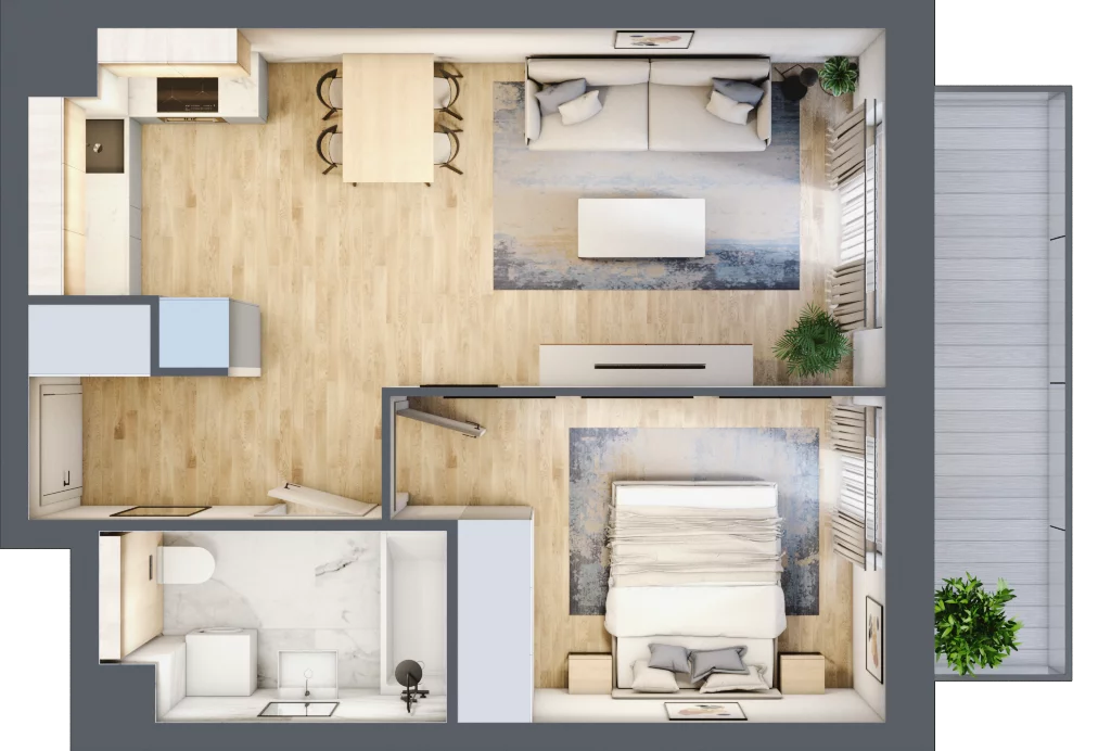 2 pokoje, mieszkanie 41,53 m², piętro 3, oferta nr S1.F.3.2, ATAL Idea Swarzędz II, Swarzędz, ul. Tabaki