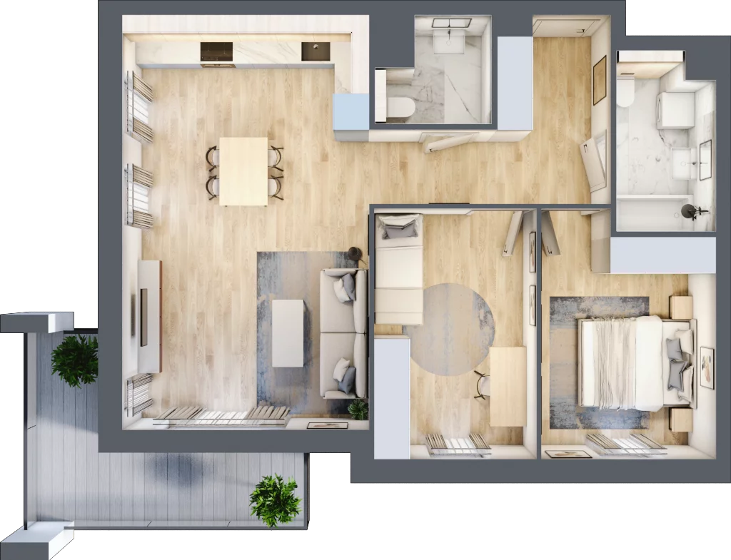 3 pokoje, mieszkanie 66,69 m², piętro 3, oferta nr S1.B.3.2, ATAL Idea Swarzędz II, Swarzędz, ul. Tabaki