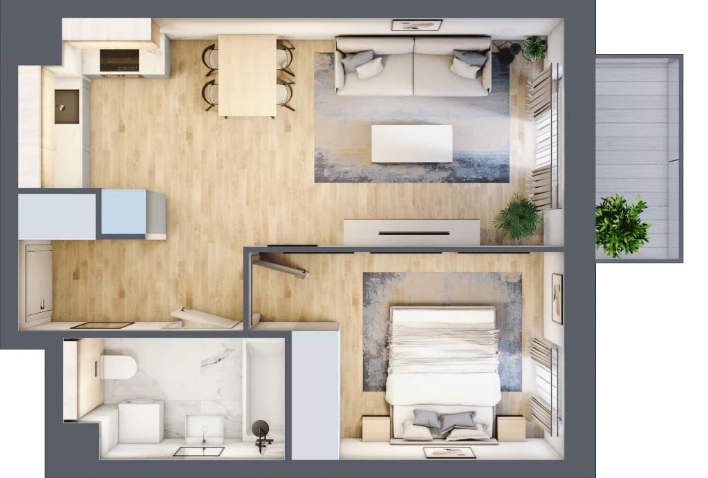 2 pokoje, mieszkanie 41,48 m², piętro 4, oferta nr S1.E.4.2, ATAL Idea Swarzędz II, Swarzędz, ul. Tabaki