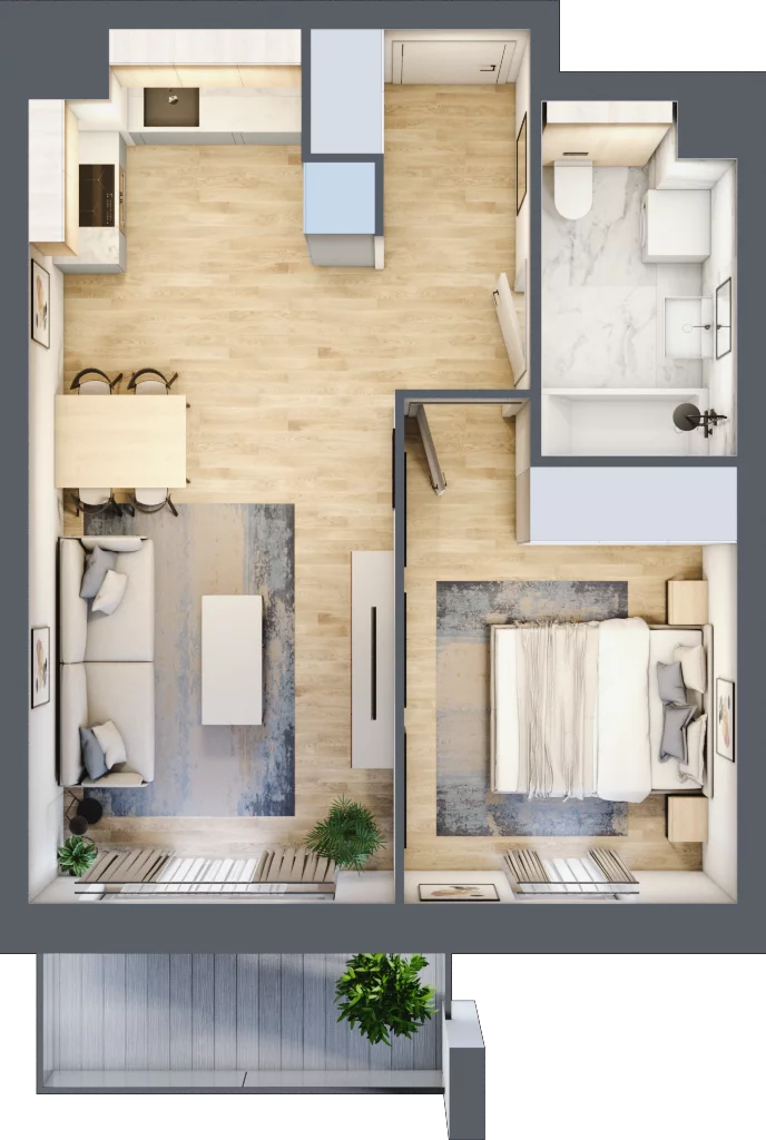 2 pokoje, mieszkanie 41,48 m², piętro 4, oferta nr S1.D.4.5, ATAL Idea Swarzędz II, Swarzędz, ul. Tabaki