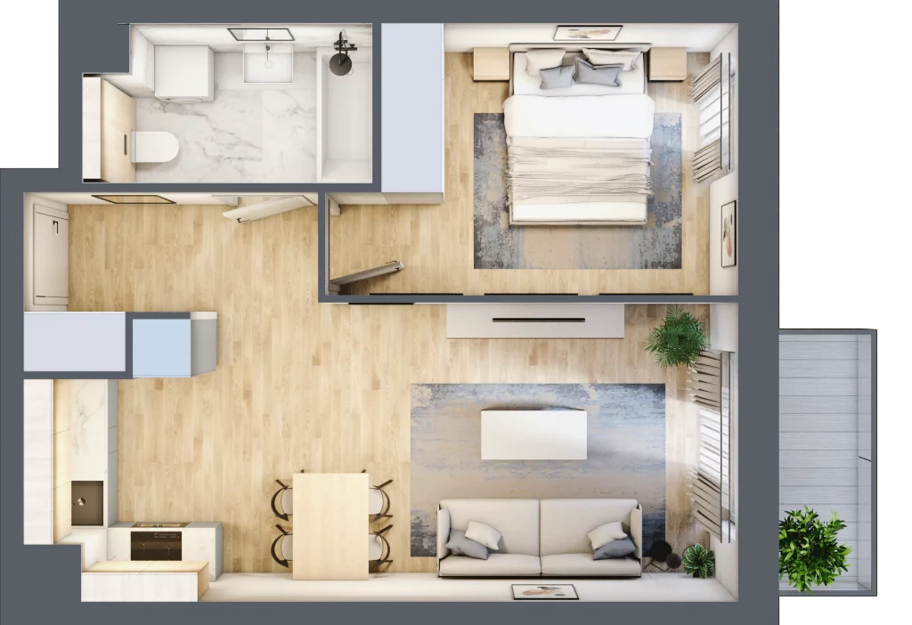 2 pokoje, mieszkanie 41,53 m², piętro 5, oferta nr S1.E.5.3, ATAL Idea Swarzędz II, Swarzędz, ul. Tabaki