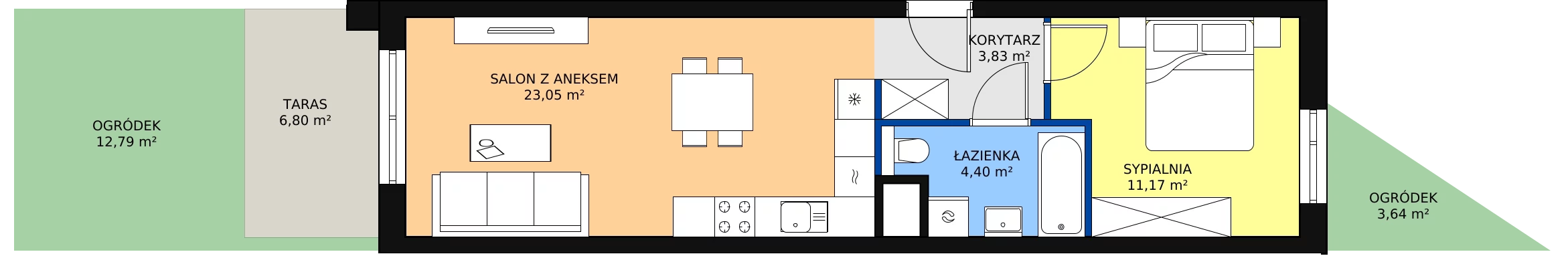 Zalety mieszkania 42.45 m², S2.I.0.4