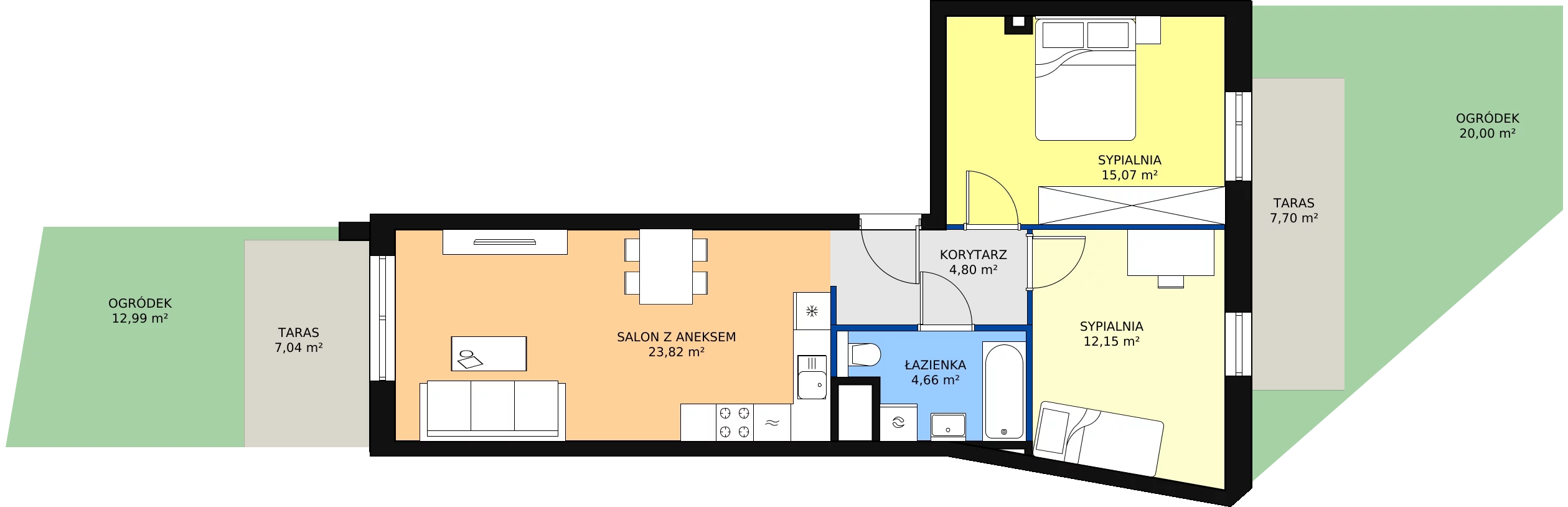 Zalety mieszkania 60.5 m², S2.H.0.3
