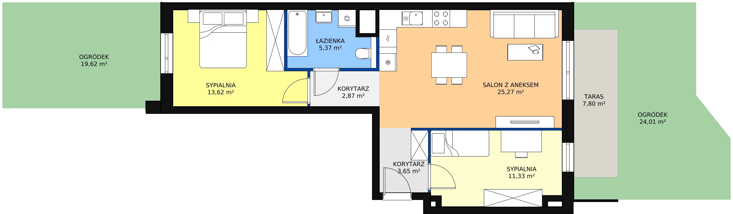 Zalety mieszkania 62.1 m², S2.H.0.1