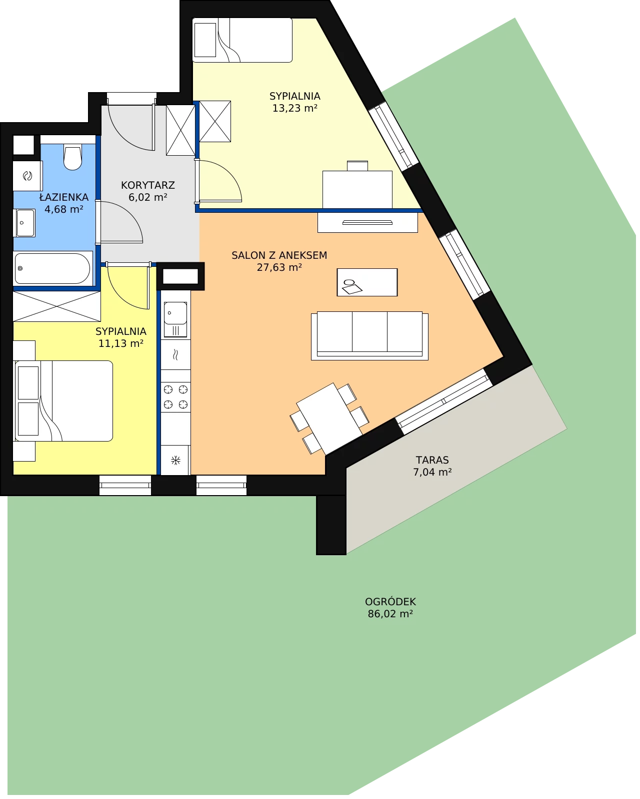 Zalety mieszkania 62.74 m², S2.J.0.3
