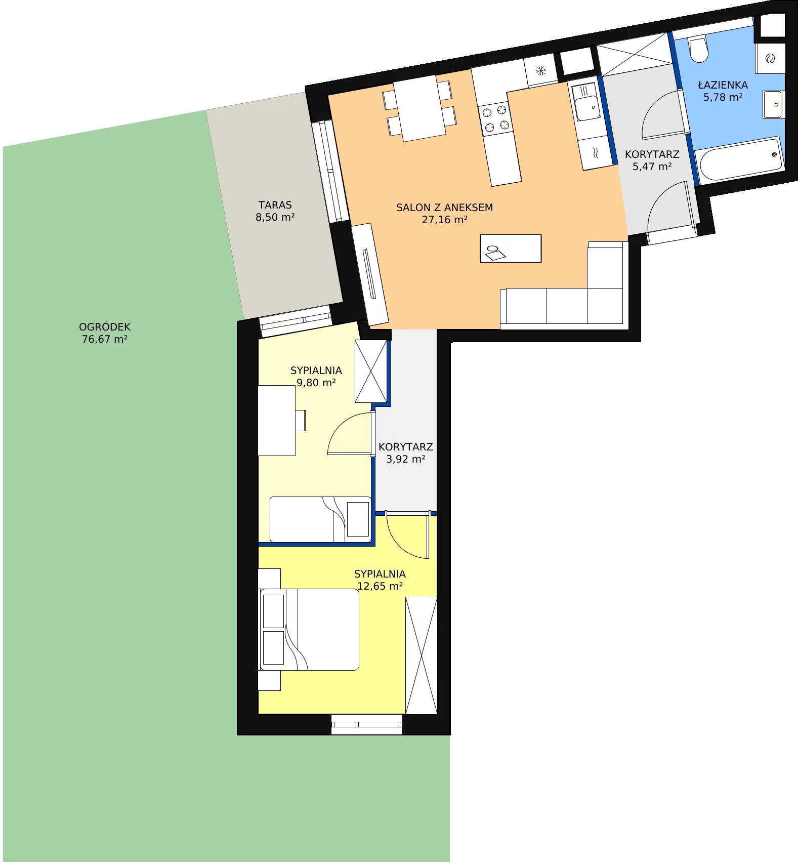 Zalety mieszkania 64.78 m², S2.G.0.1