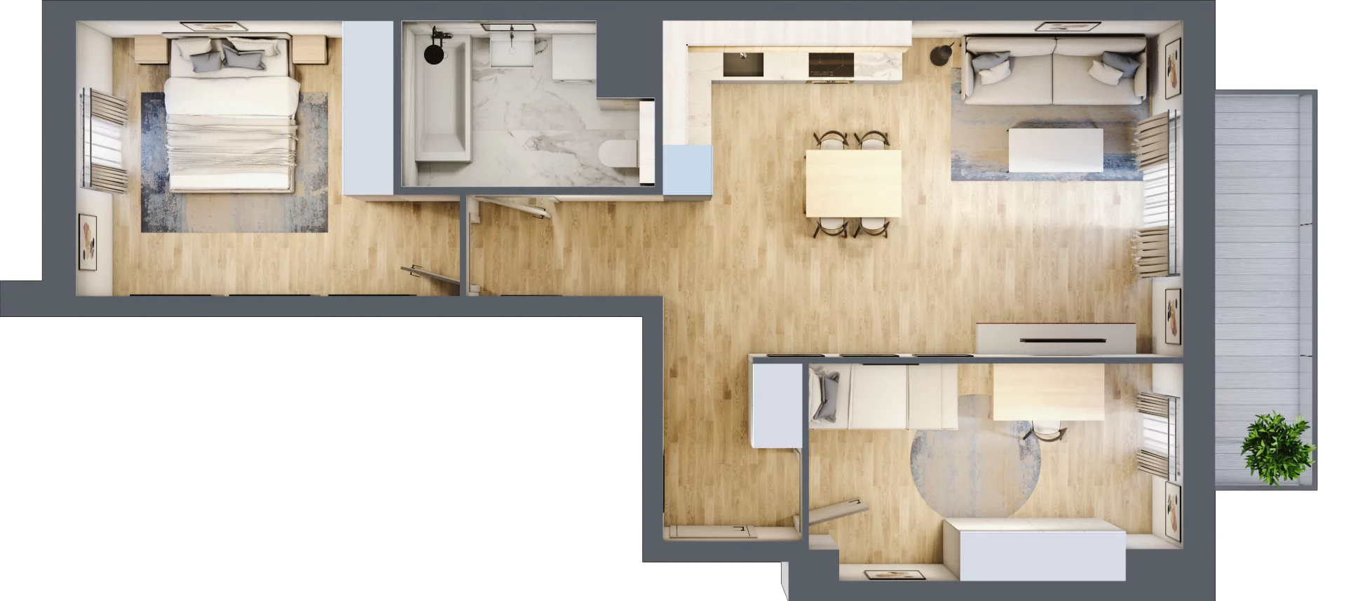 3 pokoje, mieszkanie 62,10 m², piętro 1, oferta nr S2.H.1.1, ATAL Idea Swarzędz II, Swarzędz, ul. Tabaki